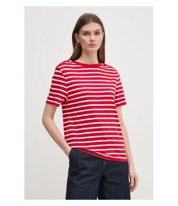 Βαμβακερό μπλουζάκι Tommy Hilfiger γυναικείο, χρώμα: κόκκινο, WW0WW42907