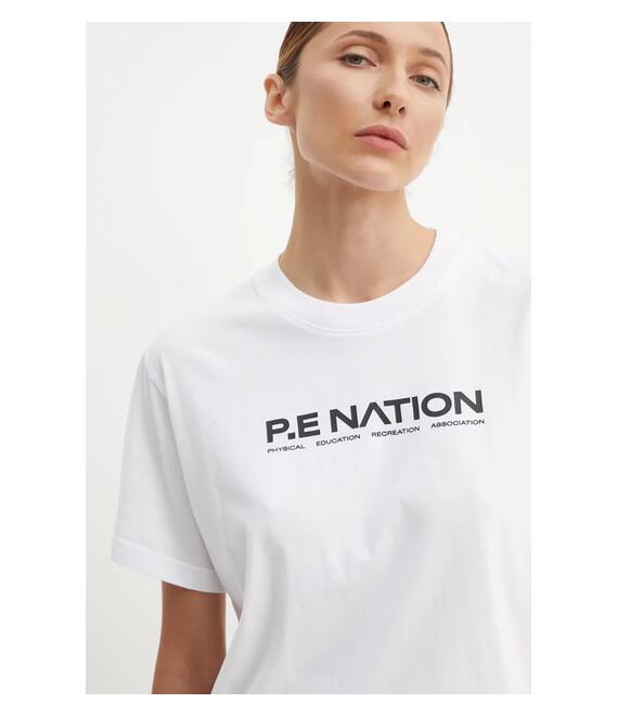 Βαμβακερό μπλουζάκι P.E Nation Aero SS Tee γυναικείο, χρώμα: άσπρο, 243T329
