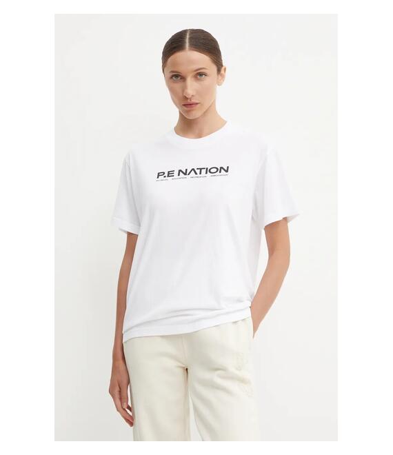 Βαμβακερό μπλουζάκι P.E Nation Aero SS Tee γυναικείο, χρώμα: άσπρο, 243T329