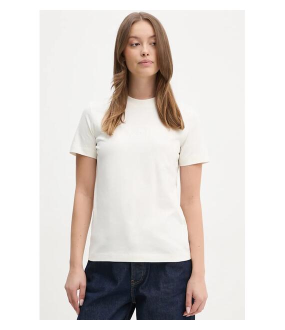 Βαμβακερό μπλουζάκι Calvin Klein Jeans γυναικείο, χρώμα: μπεζ, J20J224253