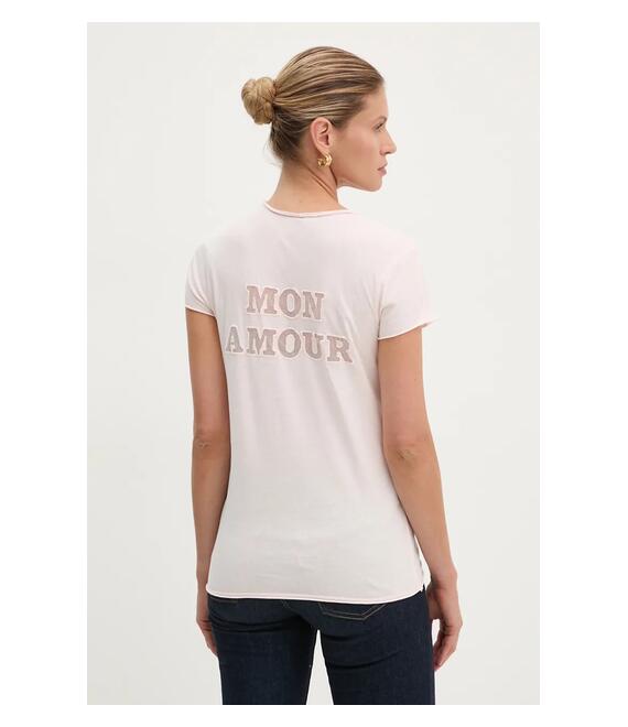 Βαμβακερό μπλουζάκι ZADIG&VOLTAIRE γυναικείο, χρώμα: ροζ, JWTS01671