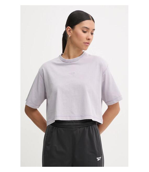 Βαμβακερό μπλουζάκι Reebok Classic γυναικείο, χρώμα: μοβ, 100205891
