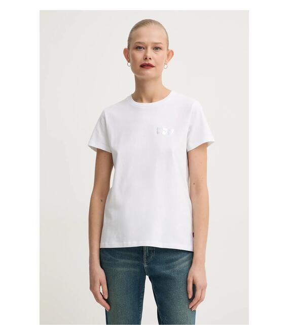 Βαμβακερό μπλουζάκι Levi's γυναικείο, χρώμα: άσπρο, 17369-2806