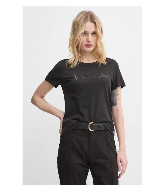 Βαμβακερό μπλουζάκι G-Star Raw γυναικείο, χρώμα: μαύρο, D25064-A870