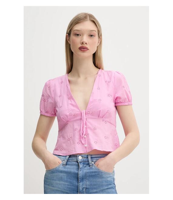 Μπλουζάκι Tommy Jeans χρώμα: ροζ, DW0DW21241