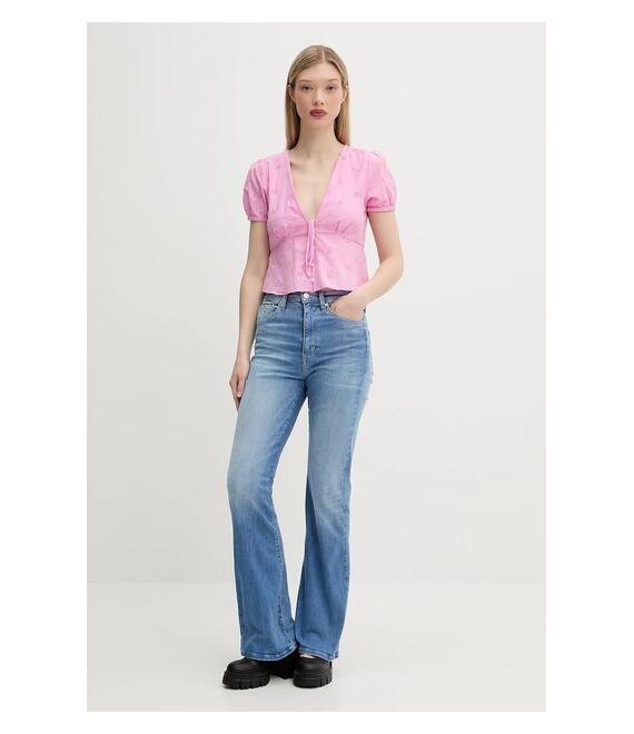 Μπλουζάκι Tommy Jeans χρώμα: ροζ, DW0DW21241