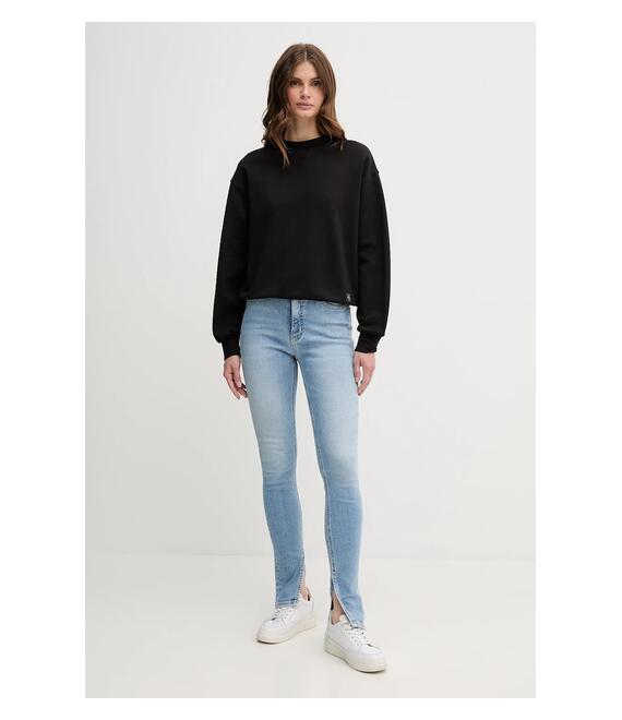 Βαμβακερή μπλούζα Calvin Klein Jeans γυναικεία, χρώμα: μαύρο, LV047B238G