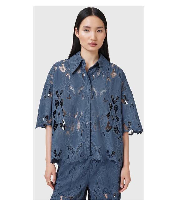 Πουκάμισο AllSaints CHARLI χρώμα: μπλε, W098PC
