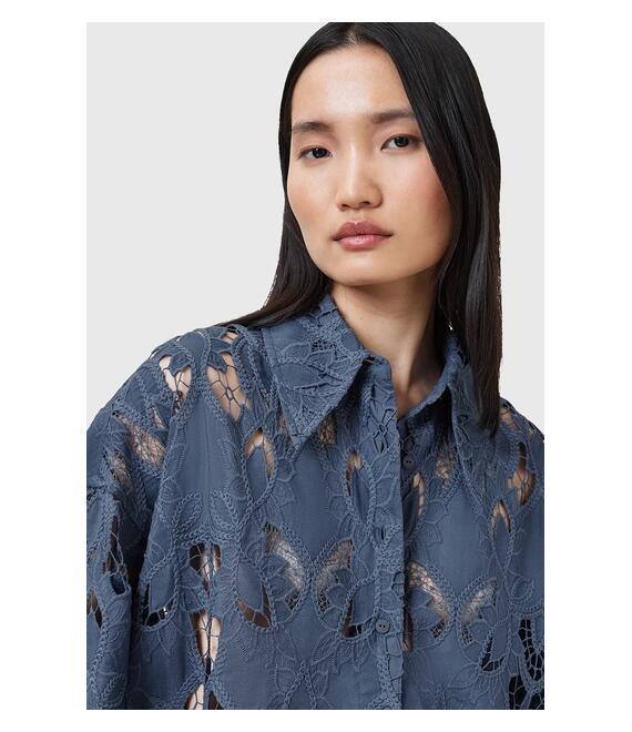 Πουκάμισο AllSaints CHARLI χρώμα: μπλε, W098PC