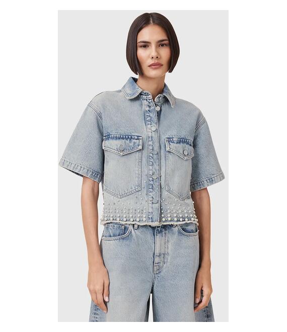 Τζιν πουκάμισο AllSaints TOVE χρώμα: μπλε, W116PC
