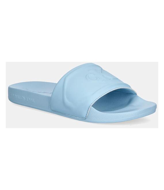 Παντόφλες Calvin Klein Jeans SLIDE PU HF MG χρώμα: μπλε, YW0YW01879