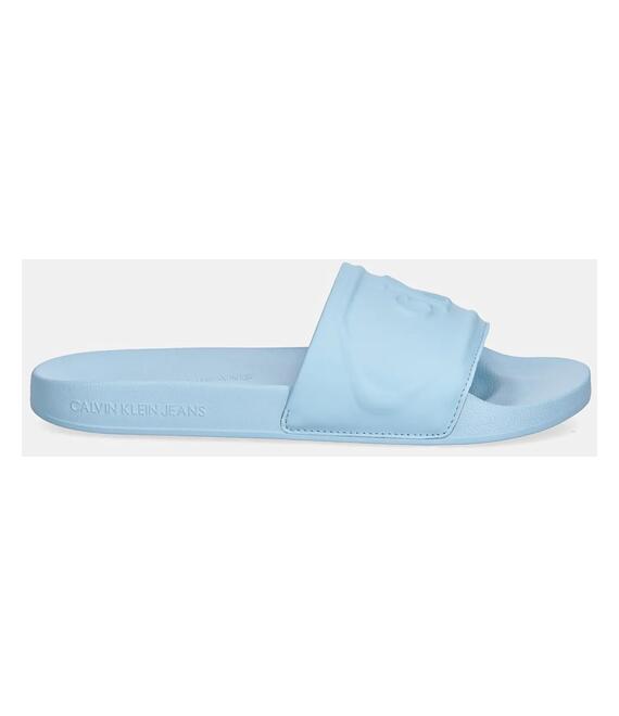 Παντόφλες Calvin Klein Jeans SLIDE PU HF MG χρώμα: μπλε, YW0YW01879