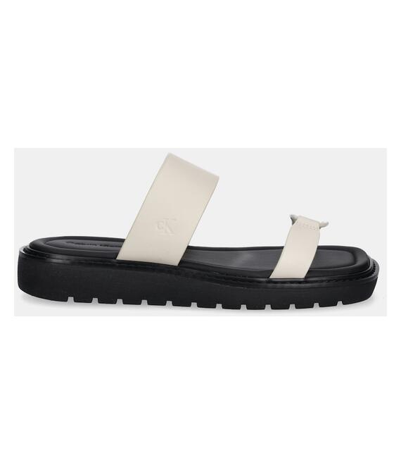 Δερμάτινες παντόφλες Calvin Klein Jeans ROPE SANDAL SOFT LTH MG γυναικείες, χρώμα: μπεζ, YW0YW01864