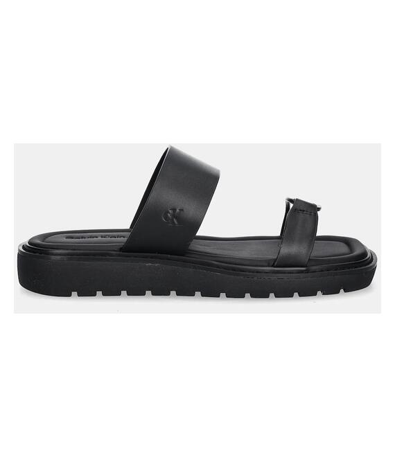 Δερμάτινες παντόφλες Calvin Klein Jeans ROPE SANDAL SOFT LTH MG γυναικείες, χρώμα: μαύρο, YW0YW01864