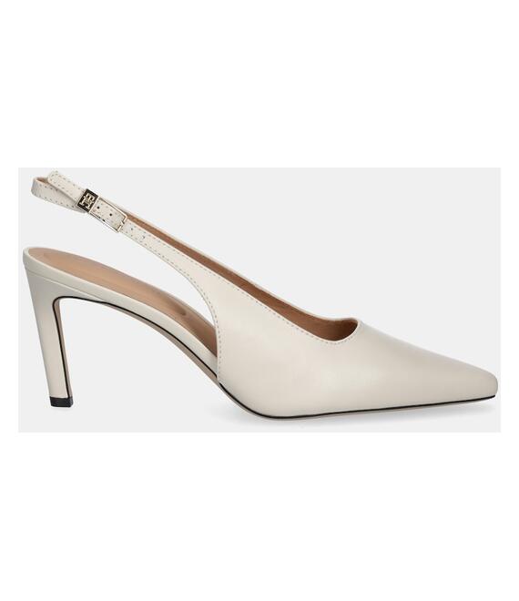 Δερμάτινες γόβες Tommy Hilfiger SQUARED TOE HIGH HEEL SLINGBACK χρώμα: μπεζ, FW0FW08636