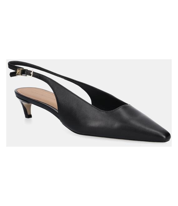 Δερμάτινες γόβες Tommy Hilfiger SQUARED TOE KITTEN SLINGBACK χρώμα: μαύρο, FW0FW08711