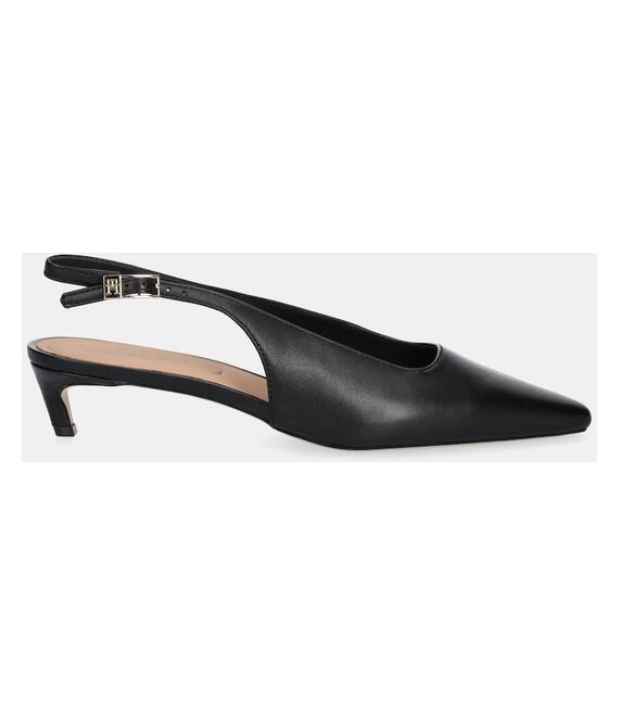 Δερμάτινες γόβες Tommy Hilfiger SQUARED TOE KITTEN SLINGBACK χρώμα: μαύρο, FW0FW08711