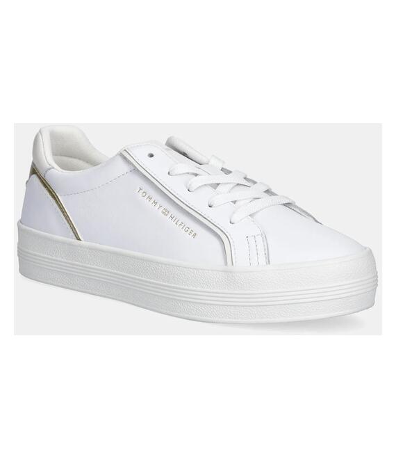 Δερμάτινα αθλητικά παπούτσια Tommy Hilfiger ESSENTIAL VULC SNEAKER χρώμα: άσπρο, FW0FW08757