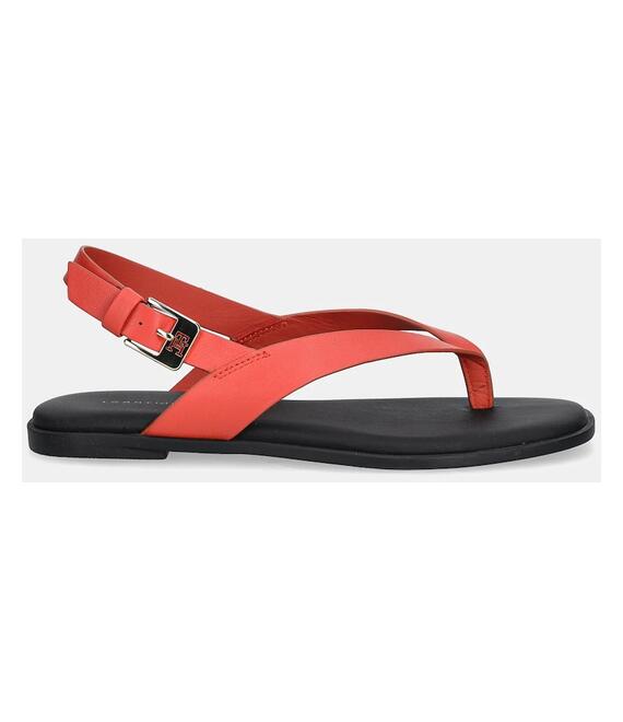 Δερμάτινα σανδάλια Tommy Hilfiger COLOR BLOCK THONG FLAT SANDAL χρώμα: κόκκινο, FW0FW08883