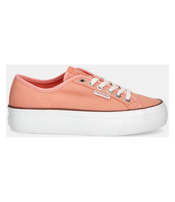 Πάνινα παπούτσια Calvin Klein Jeans VULC FLATFORM CTN LOGO TAG χρώμα: πορτοκαλί, YW0YW01838