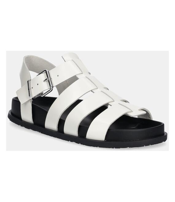 Δερμάτινα σανδάλια Tommy Jeans TJW FISHERMAN PATENT SANDAL χρώμα: άσπρο, EN0EN02874