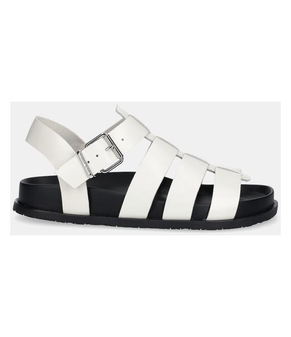 Δερμάτινα σανδάλια Tommy Jeans TJW FISHERMAN PATENT SANDAL χρώμα: άσπρο, EN0EN02874