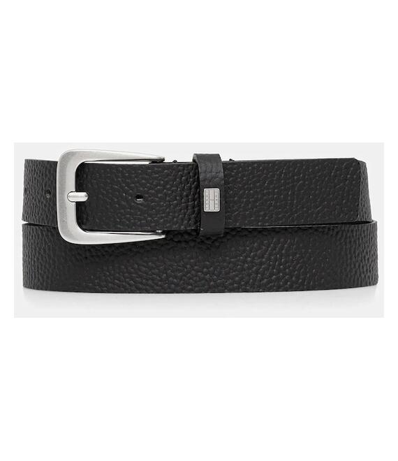 Δερμάτινη ζώνη Tommy Jeans γυναικεία, χρώμα: μαύρο, AW0AW17586