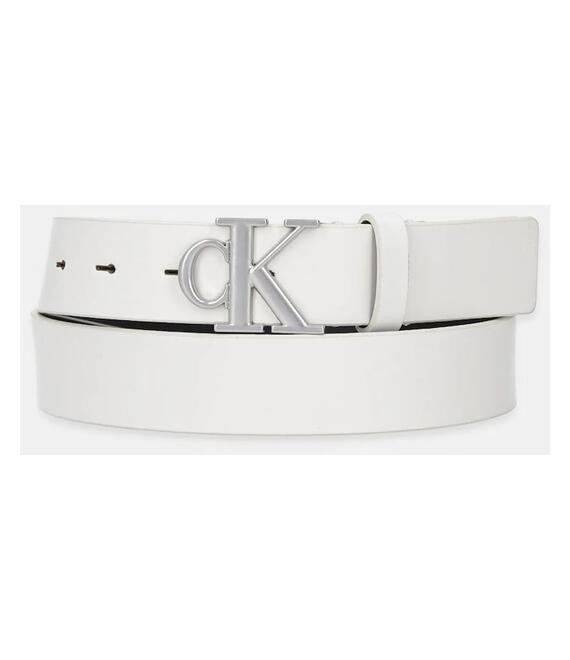 Δερμάτινη ζώνη Calvin Klein γυναικεία, χρώμα: άσπρο, LV04K7018G