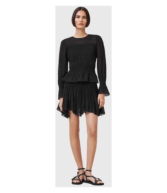 Φούστα AllSaints PAMELA χρώμα: μαύρο, W039RC
