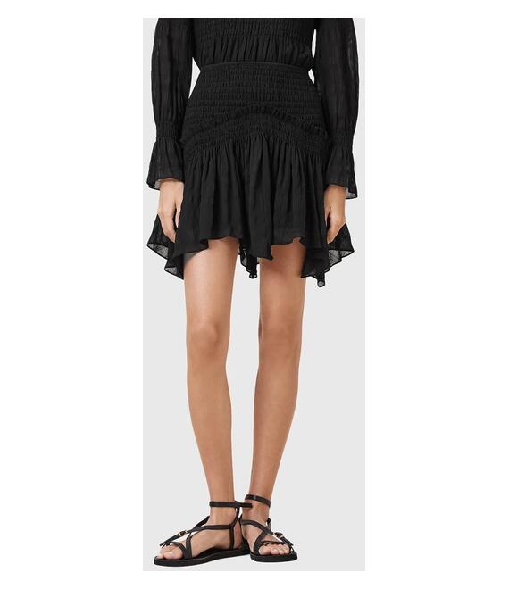 Φούστα AllSaints PAMELA χρώμα: μαύρο, W039RC