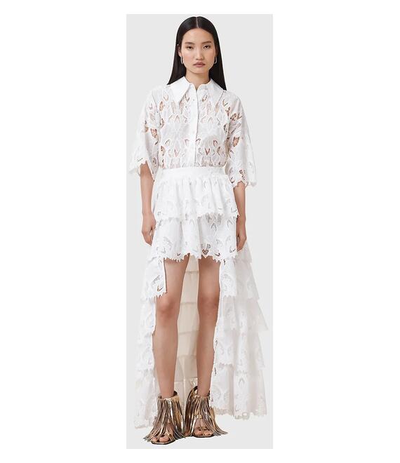 Φούστα AllSaints CAVARLY χρώμα: άσπρο, W096RC