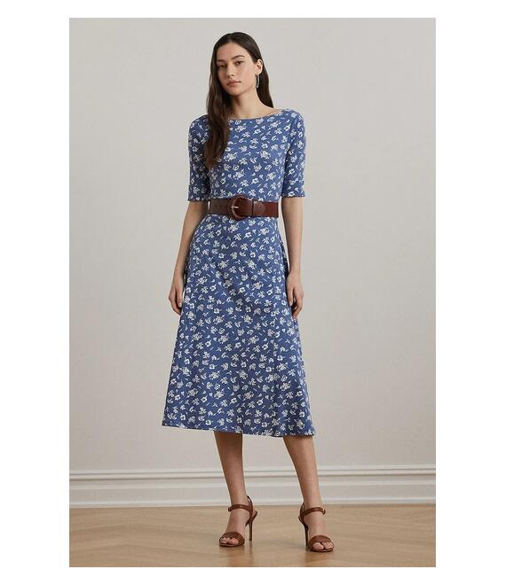Βαμβακερό φόρεμα Lauren Ralph Lauren χρώμα: μπλε, 200976993