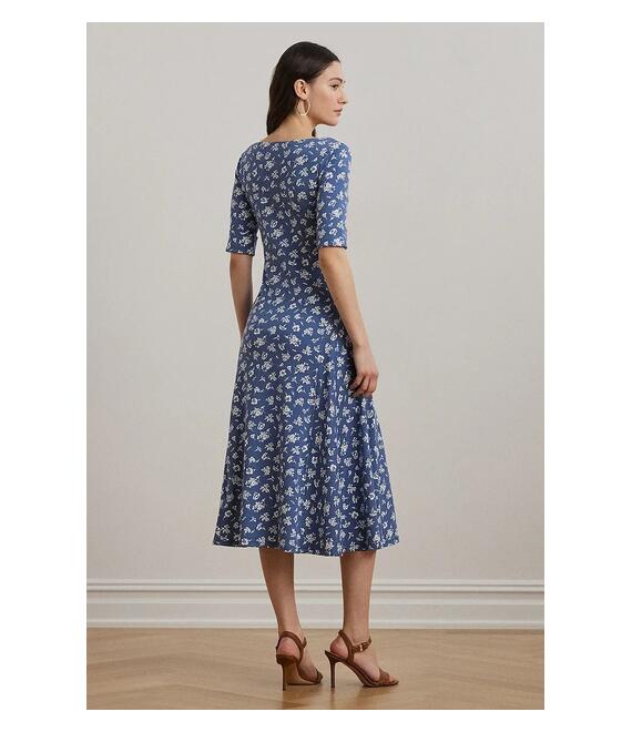 Βαμβακερό φόρεμα Lauren Ralph Lauren χρώμα: μπλε, 200976993