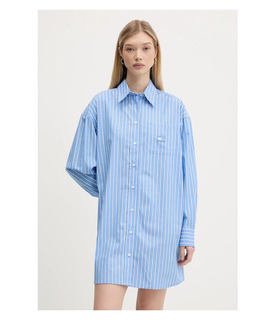 Βαμβακερό φόρεμα Tommy Jeans χρώμα: μπλε, DW0DW21122
