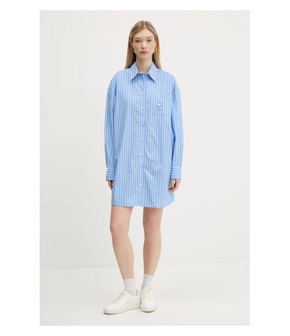 Βαμβακερό φόρεμα Tommy Jeans χρώμα: μπλε, DW0DW21122