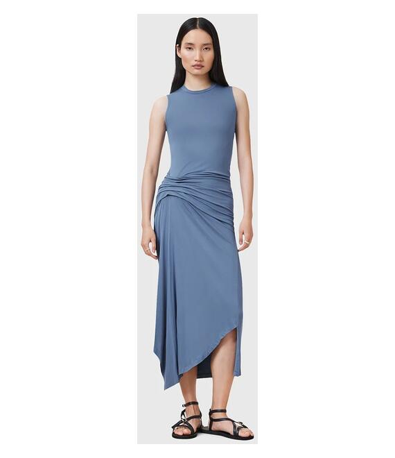 Φόρεμα AllSaints RIVI χρώμα: μπλε, W166DC