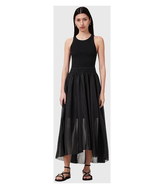 Φόρεμα AllSaints ZENIA χρώμα: μαύρο, W188DC