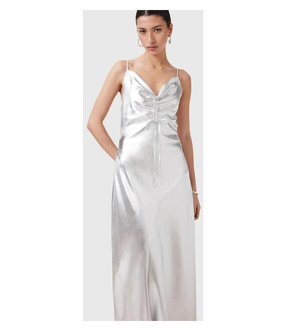 Φόρεμα AllSaints ALEXIA χρώμα: ασημί, W203DC
