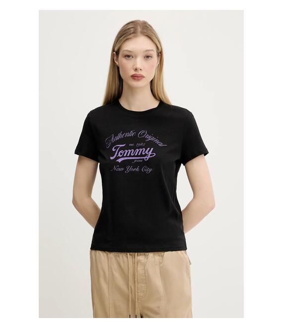 Μπλουζάκι Tommy Jeans χρώμα: μαύρο, DW0DW21404