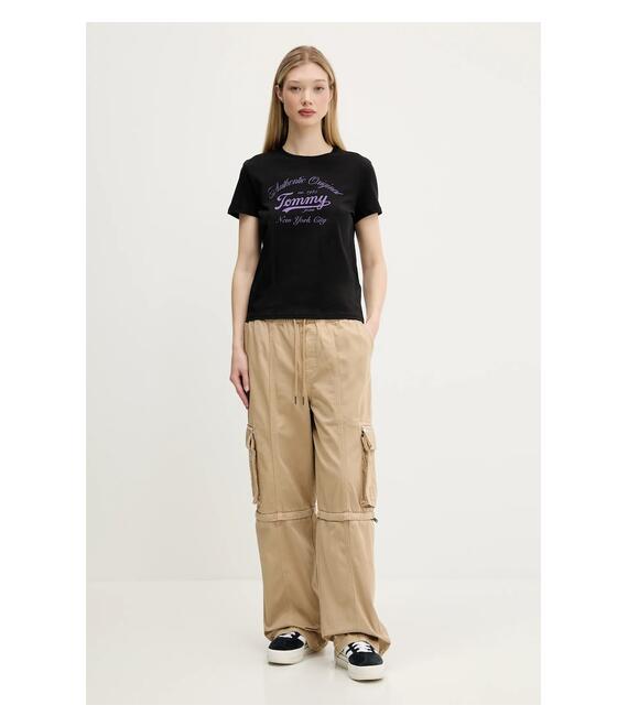 Μπλουζάκι Tommy Jeans χρώμα: μαύρο, DW0DW21404