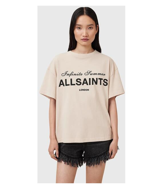 Βαμβακερό μπλουζάκι AllSaints AVRI χρώμα: μπεζ, W095JC
