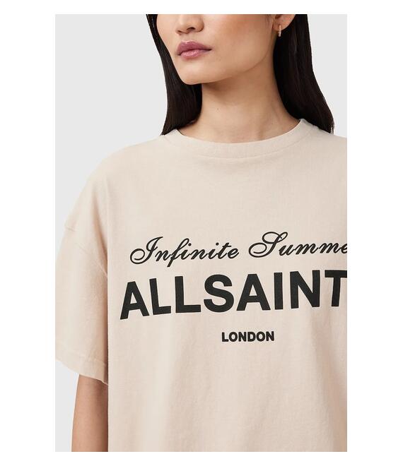 Βαμβακερό μπλουζάκι AllSaints AVRI χρώμα: μπεζ, W095JC
