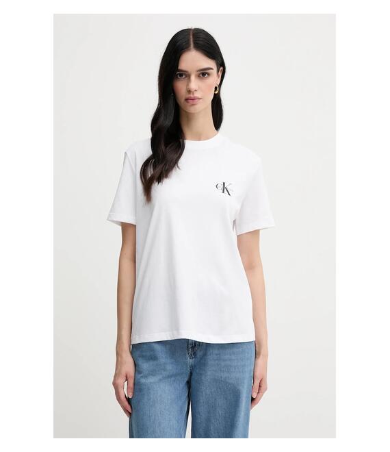 Βαμβακερό μπλουζάκι Calvin Klein Jeans χρώμα: άσπρο, LV047C905G