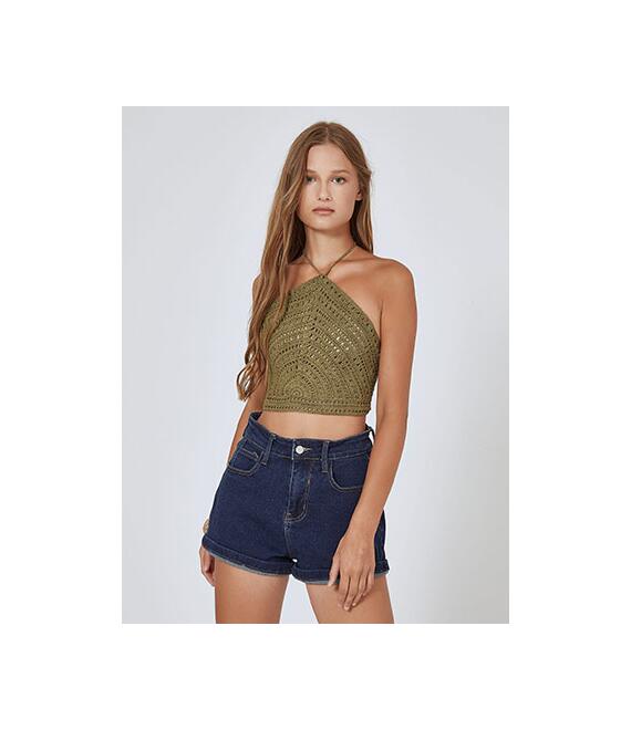 Πλεκτό crop top με δέσιμο SM0029.4054+4