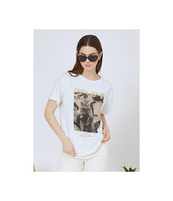T-shirt με στάμπα tres jolie SN7591.4002+1