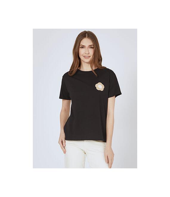 T-shirt με κεντητό λουλούδι SN7591.4015+1