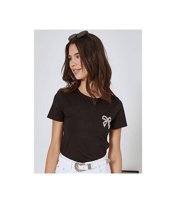 T-shirt με strass φιόγκο SN7693.4583+2