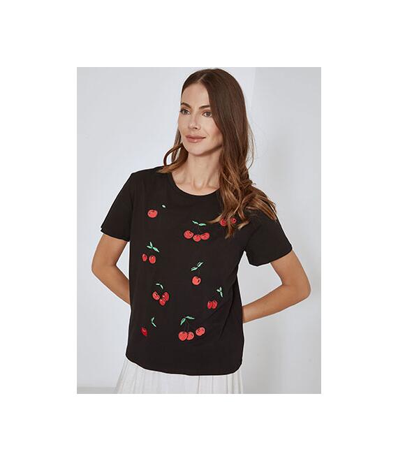 T-shirt κεράσια με strass SN7948.4332+2