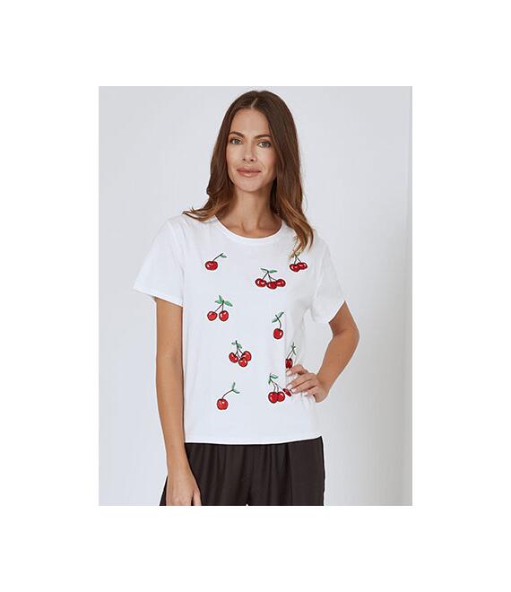 T-shirt κεράσια με strass SN7948.4332+1