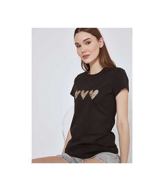 T-shirt με λεοπάρ καρδιές SN7958.4317+2
